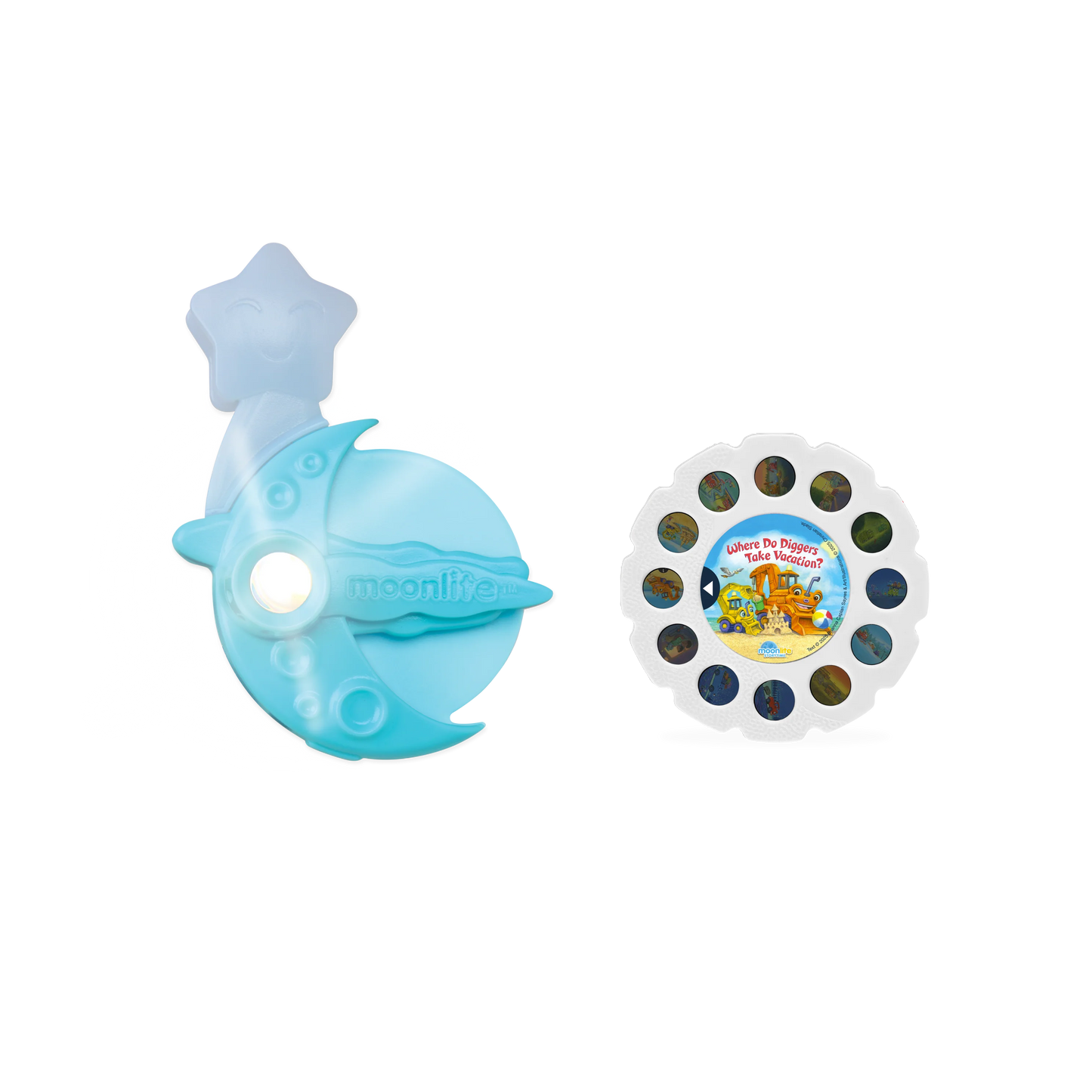 Moonlite Storytime Projector with Where Do Diggers Take Vacation Picture Disc